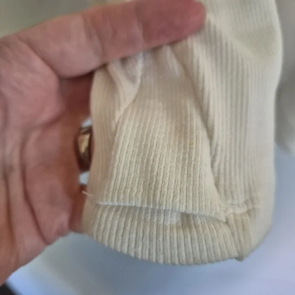 Athleta Presence Ribbed Sweater Deep V Back In Ivory Small - Picture 6 of 8